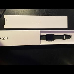 Black Apple Watch series three 42mm case space gray aluminum sport band